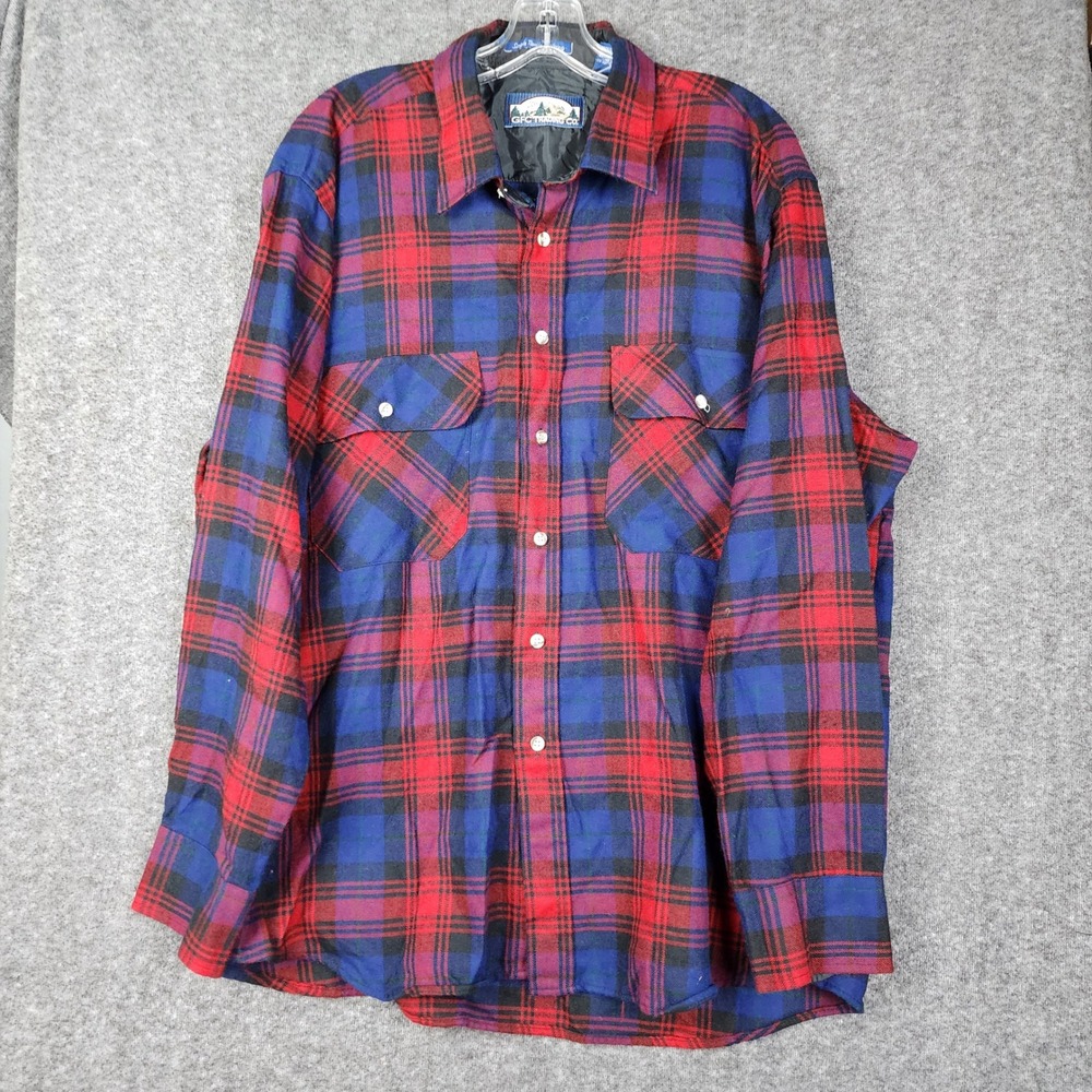 GFC Trading Co Plaid Shirt Jacket Mens XL Red Blue Lined Flannel Shacket Korea‎